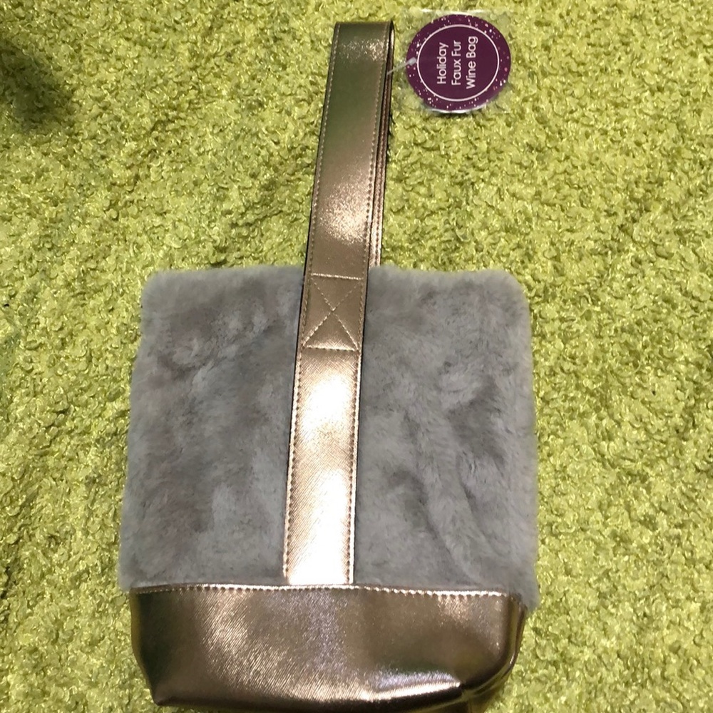 Faux Fur Wine Tote